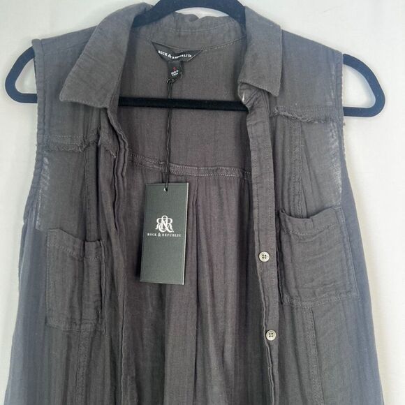 Rock & Republic NWT Sleeveless Dark Gray Cotton Cardigan/Dress Size Small - Picture 3 of 11